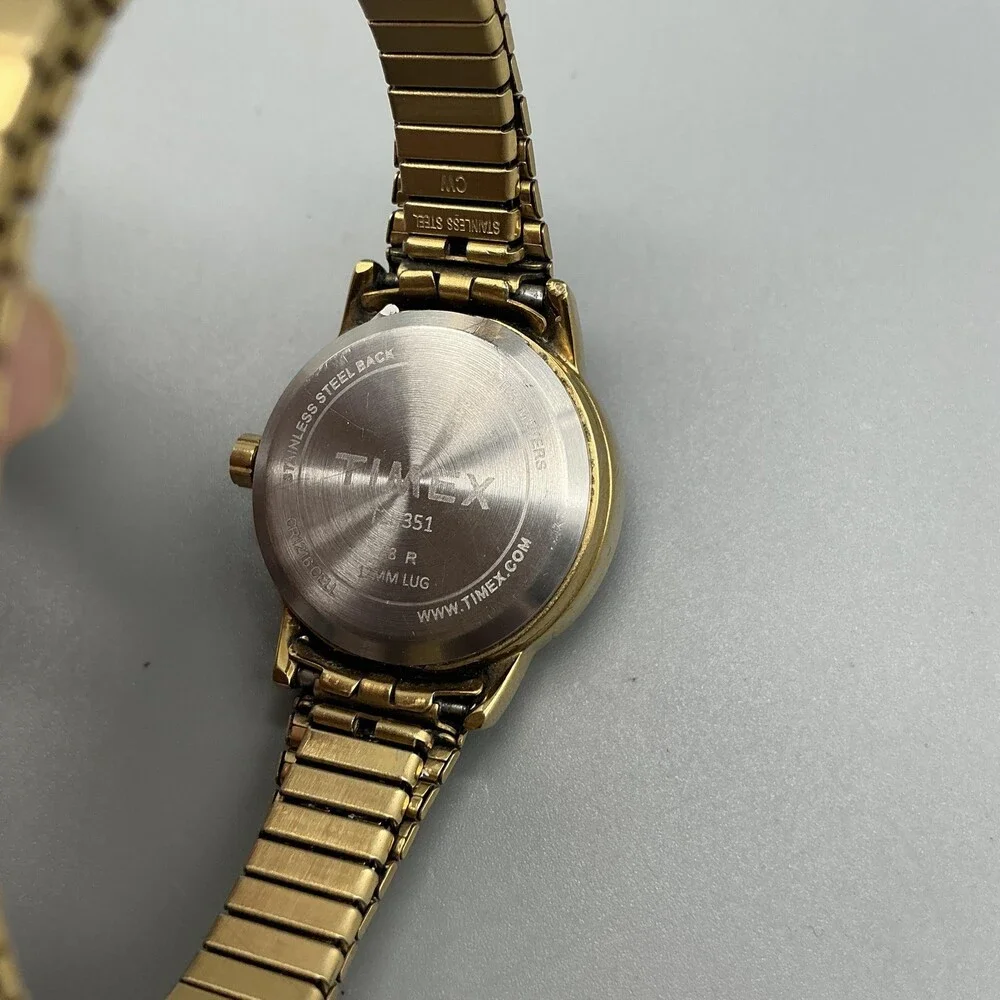 Timex Indiglo Womens Watch 25mm Gold Tone Date Easy Reader Expansion New Battery